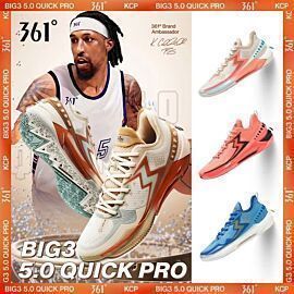 361 Degrees BIG3 5.0 Quick Pro Men Basketball Shoes Cushioning Lightweight Breathable Stable Flexible Male Sneakers 672421111