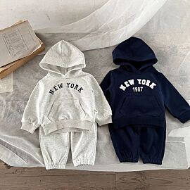 MILANCEL Autumn Baby Clothing Set Letter Print Hoodie and Full Length Pants Casual Boys Clothes Set Toddler Outfit
