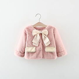 Girls' Sweater Solid Color Autumn Fashion Artificial Fur Princess Aromatherapy Children's Coat Girls' Baby Top Warm