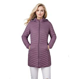 SANTELON Ultralight Packable Puffer Coat For Women Long Warm Loose Solid Outwear With Detachable Hood NOT Asian Size  ﻿