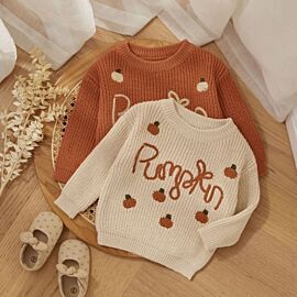 MISOWMNJOY Baby Halloween Sweaters for Girl Boy Knitted Long Sleeve Winter Clothes Pumpkin Pullover Children Jumper Tops Ovesize
