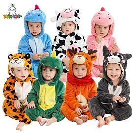 MICHLEY Halloween Winter Baby Rompers Hooded Flannel Toddler Infant Clothes Overall Bodysuits Jumpsuit Costume For Kids Girl Boy