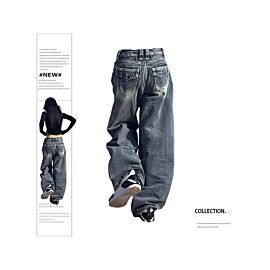 Women's Vintage Baggy Blue Jeans High Waist Denim Trousers Korean 2000s Y2k Harajuku 90s Aesthetic Oversize Pants Trashy Clothes