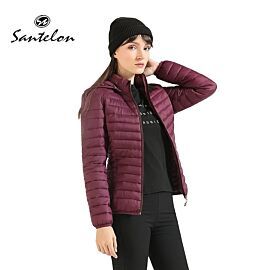 SANTELON Winter Parka Ultralight Padded Puffer Jacket For Women Coat With Hood Outdoor Warm Lightweight Outwear With Storage Bag